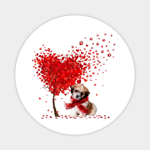 Happy Valentine's Day Heart Tree Love Shichon Magnet by PlumleelaurineArt